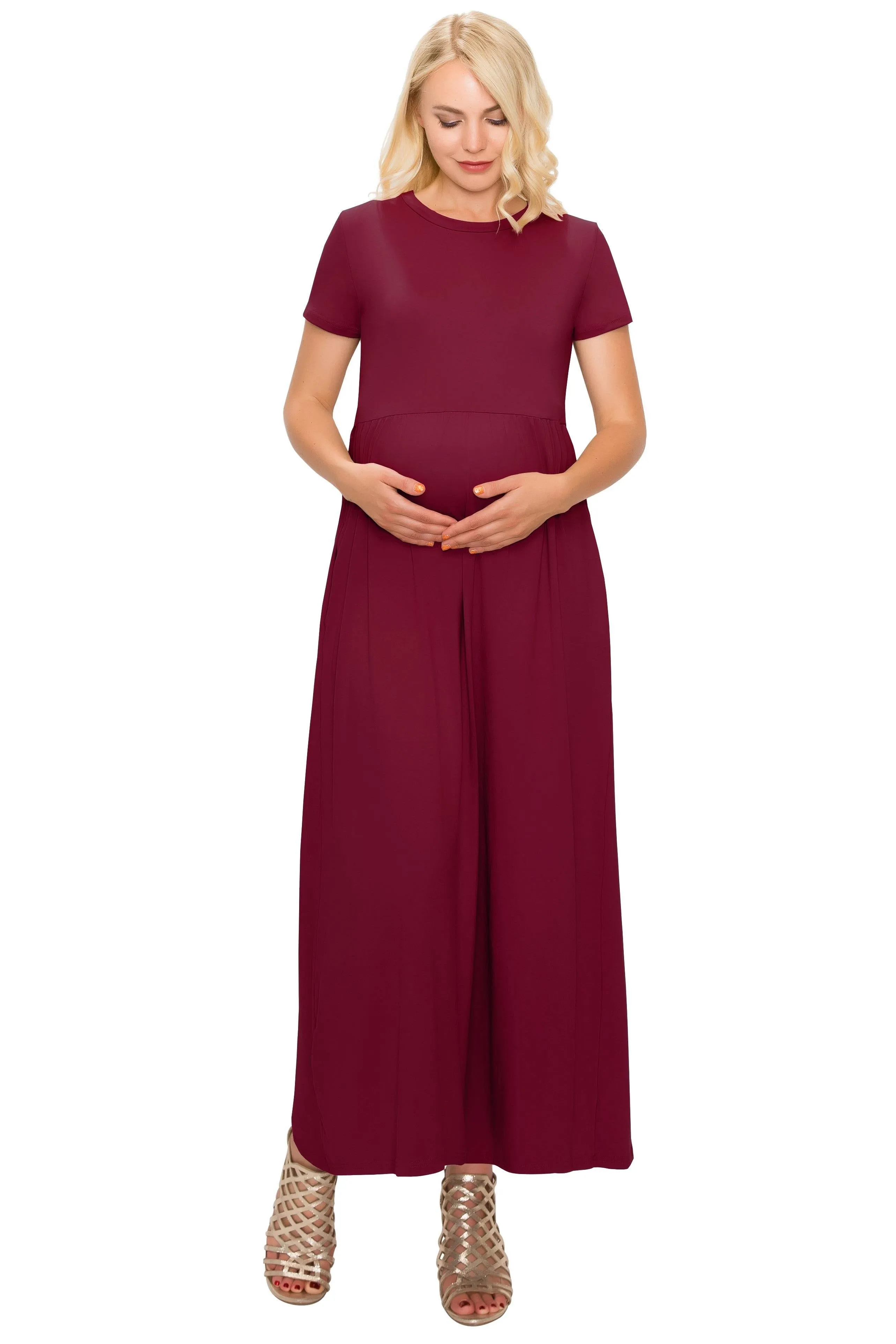 Maternity Maxi Dress -Short Sleeve Maternity Dress