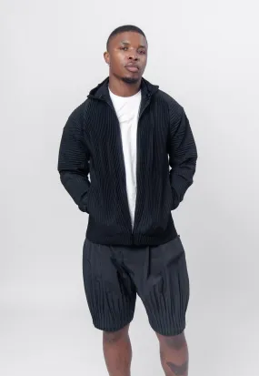 MC March Pleated Zip-Up Hoodie Black HP46-JL116-15