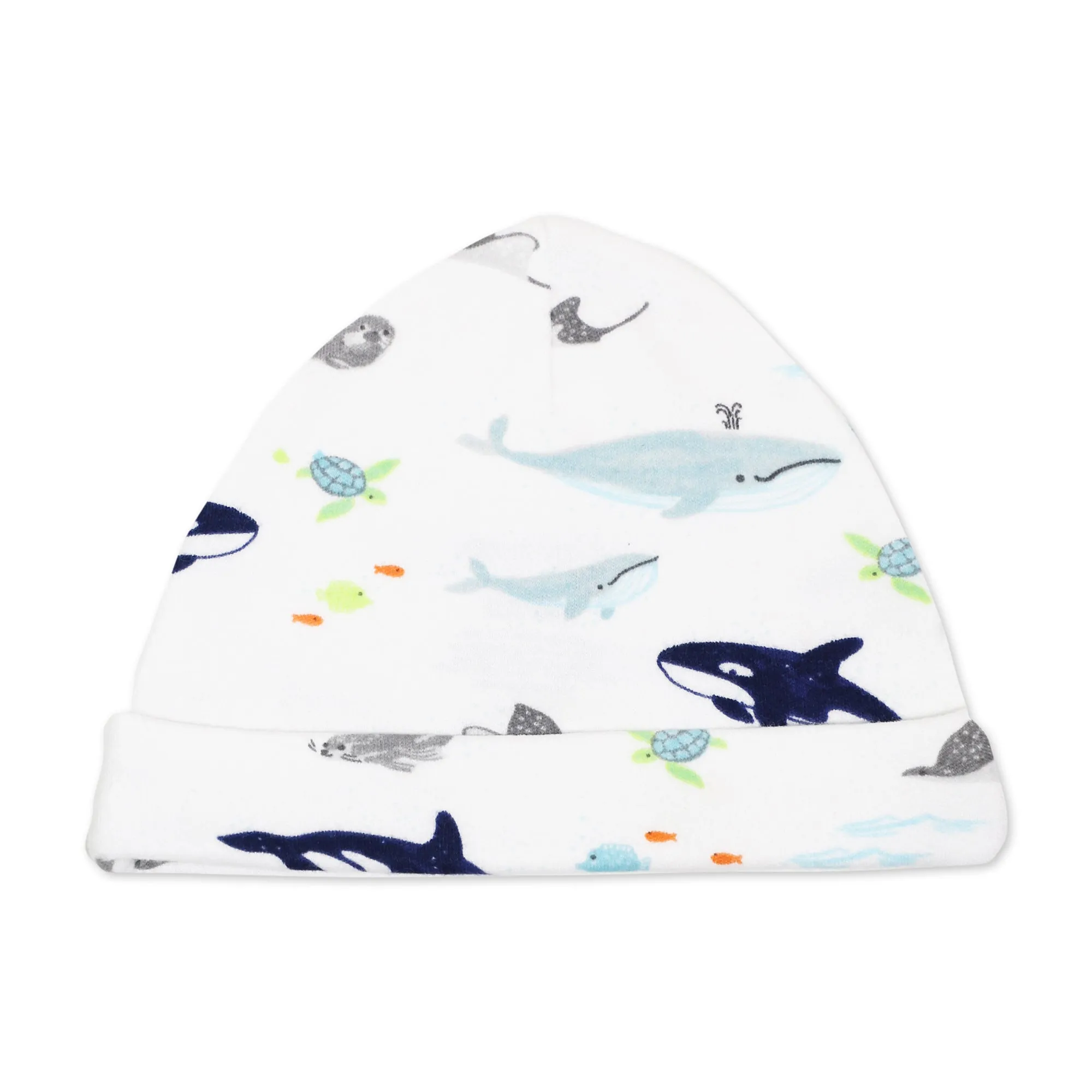 Organic Cotton Cap & Gown Set in Sweet Sea Life Print