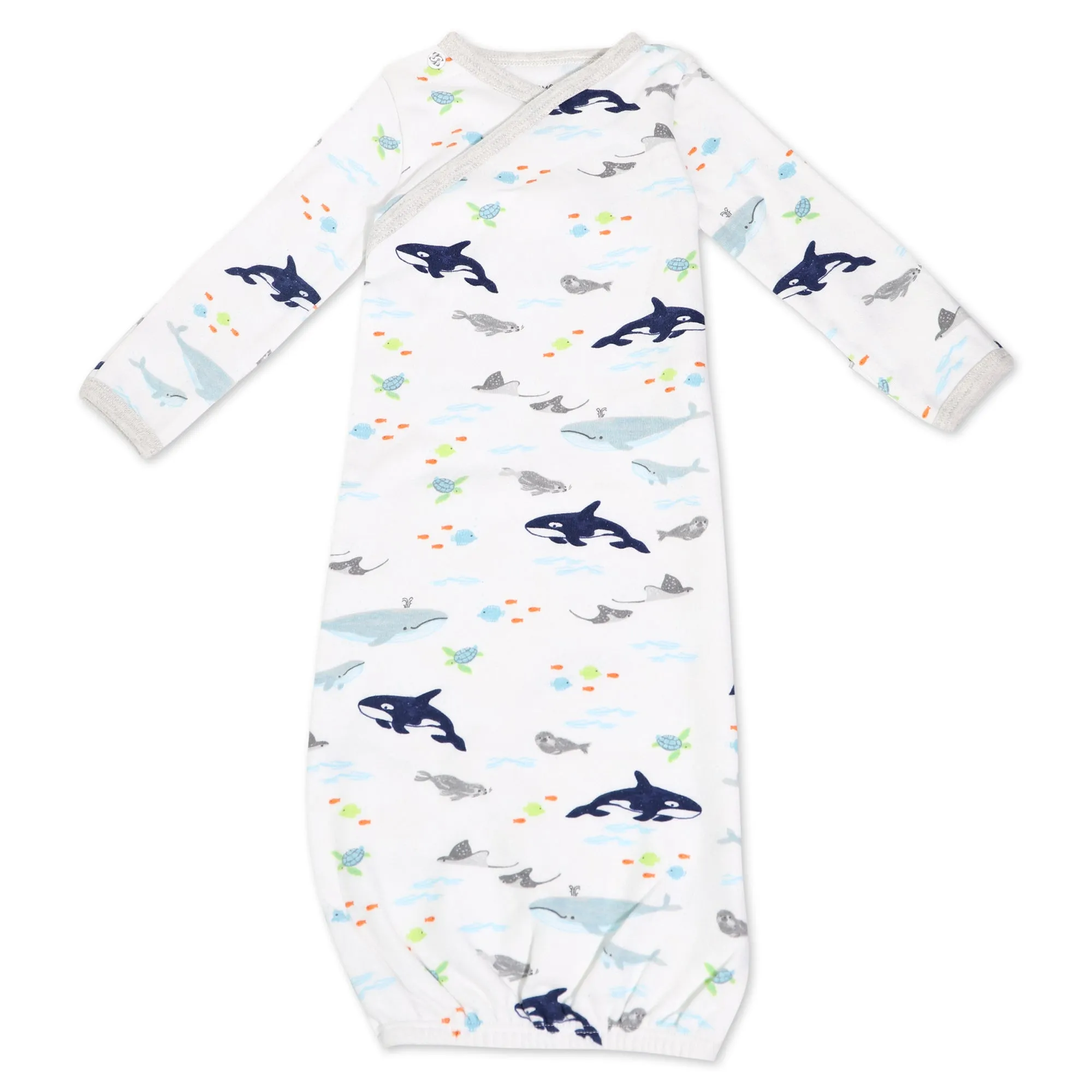 Organic Cotton Cap & Gown Set in Sweet Sea Life Print