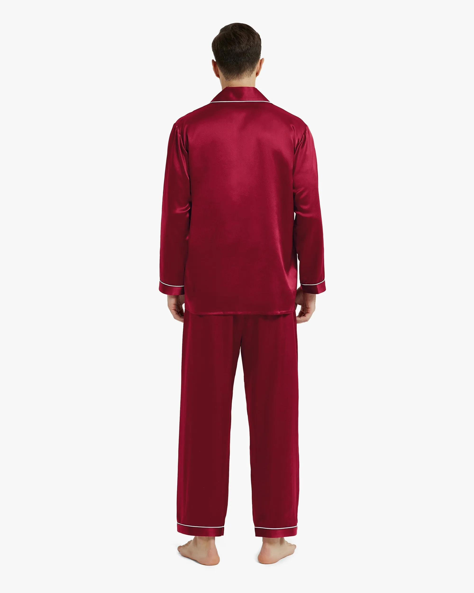 Piped Silk Pajamas - For Men