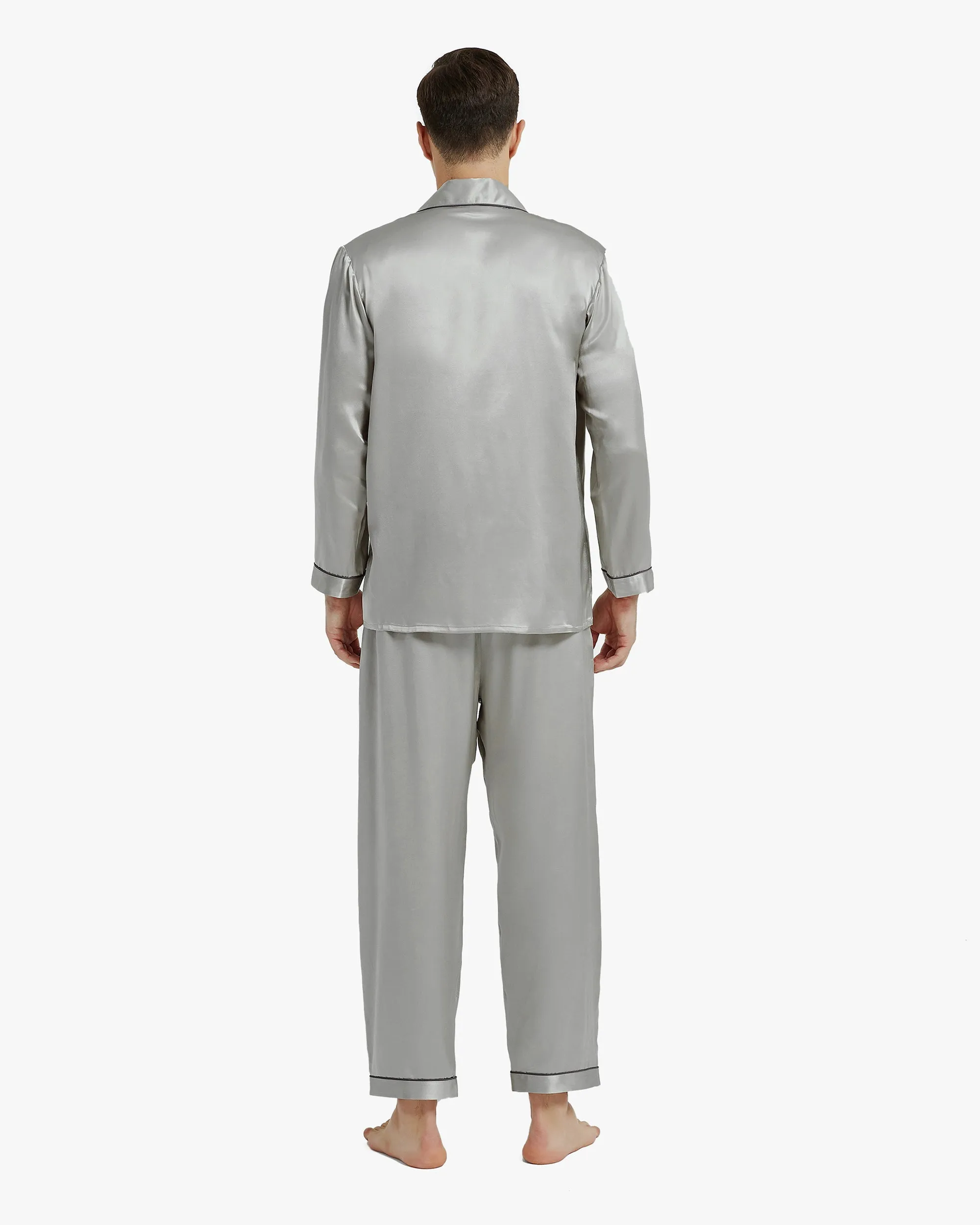 Piped Silk Pajamas - For Men