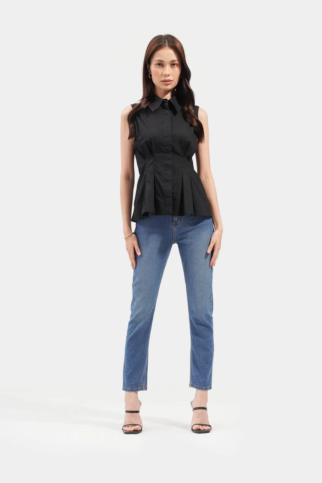 Pleated Collared Top