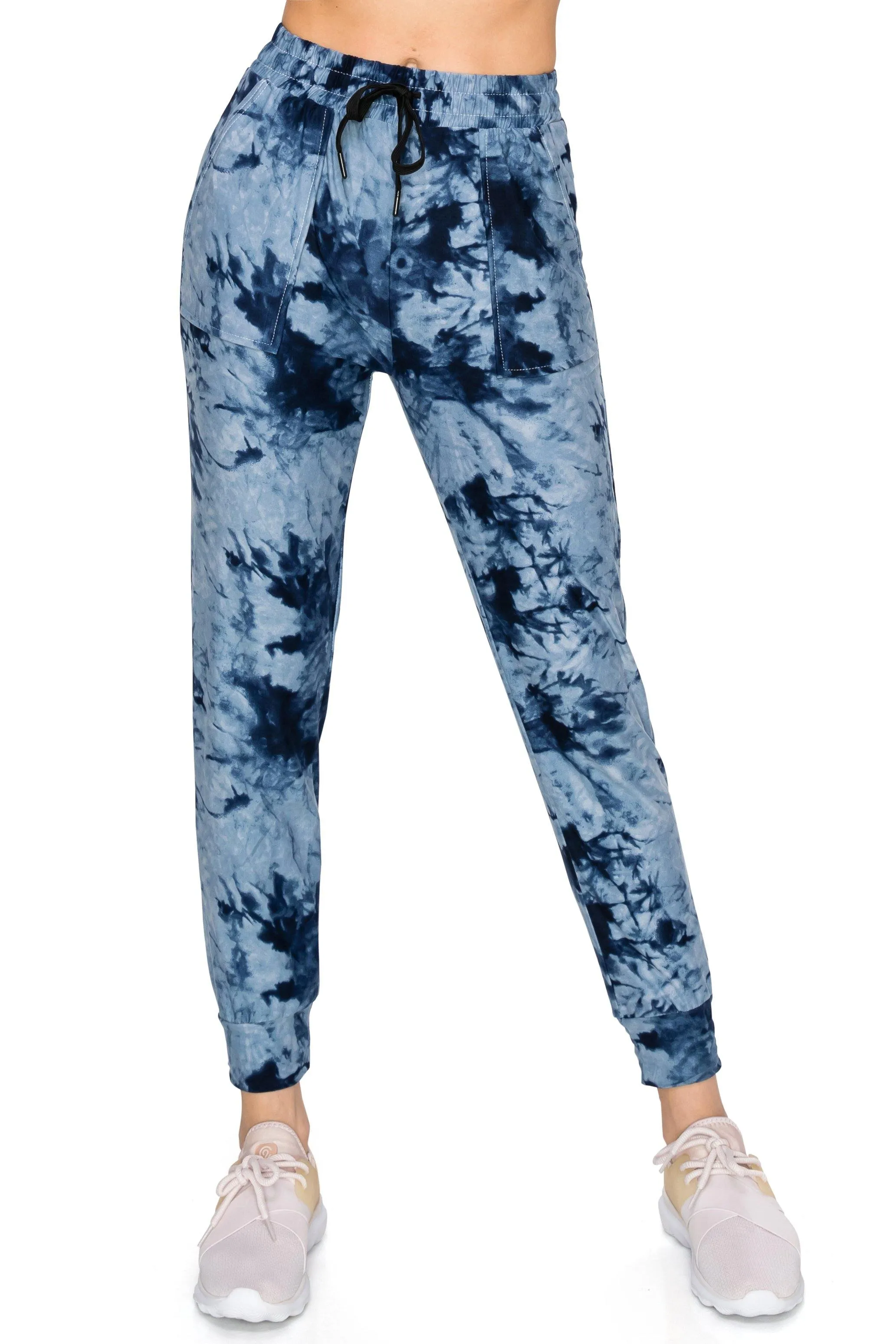 Print Design Jogger Pants - Super Skinny Fit Lightweight Premium Soft Stretch Drawstrings Pockets Jogger