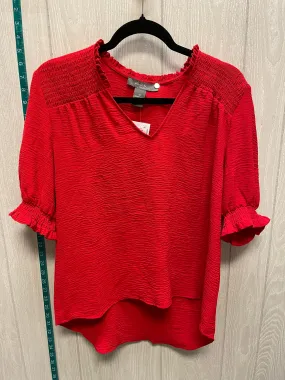 Red Blouse Short Sleeve Olivia Matthews, Size M