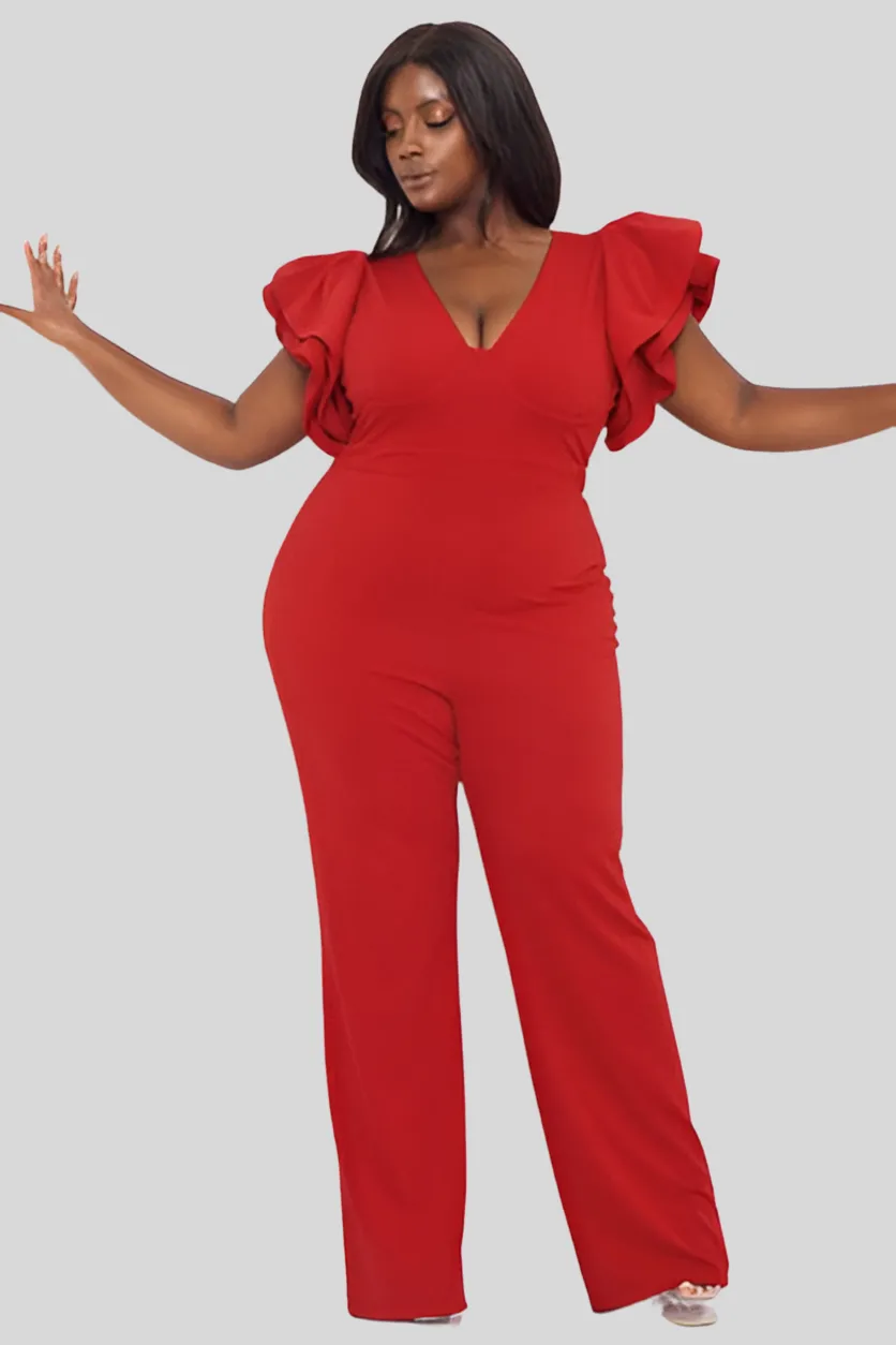 Ruffle Shoulder Jumpsuit