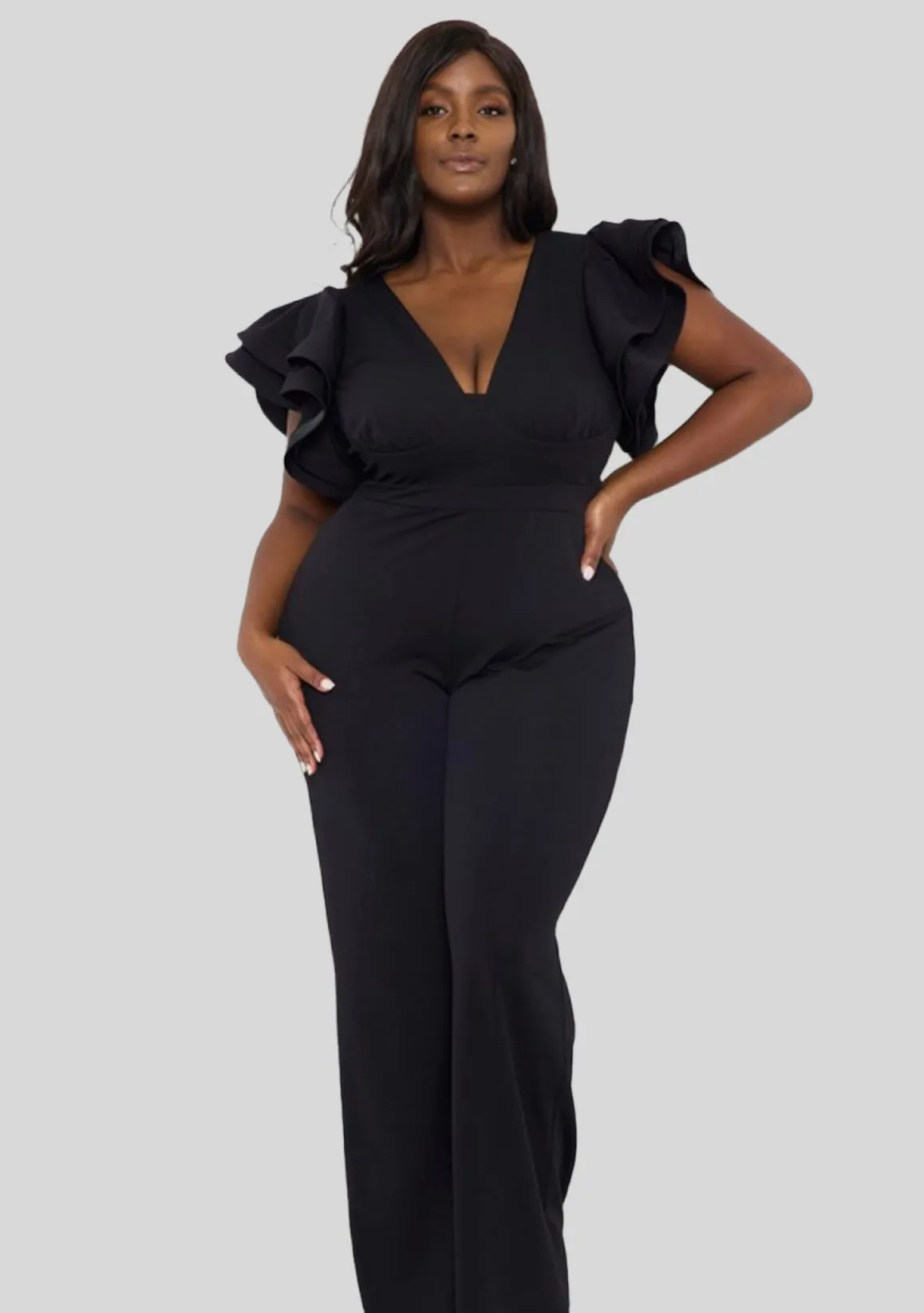 Ruffle Shoulder Jumpsuit