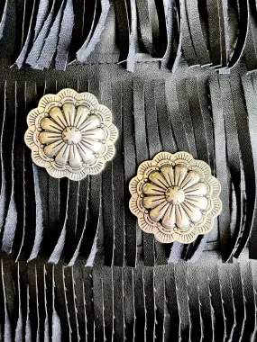 Silver Flower Concho Earrings