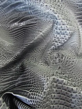 Sterling Grey Hydra Gator 3D Embossed Vinyl Fabric / Sold By The Yard