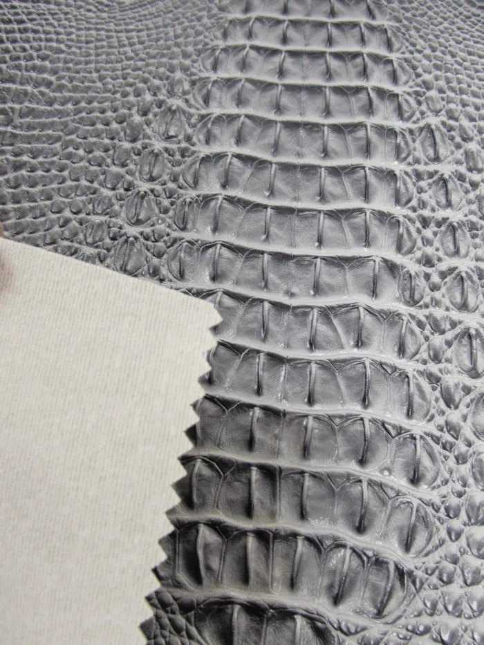 Sterling Grey Hydra Gator 3D Embossed Vinyl Fabric / Sold By The Yard