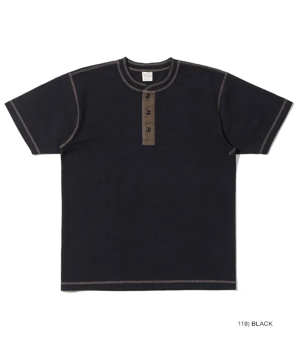 SUGARCANE BUZZ RICKSON'S SLUB YARN HENLEY NECK T-SHIRTT - BLACK