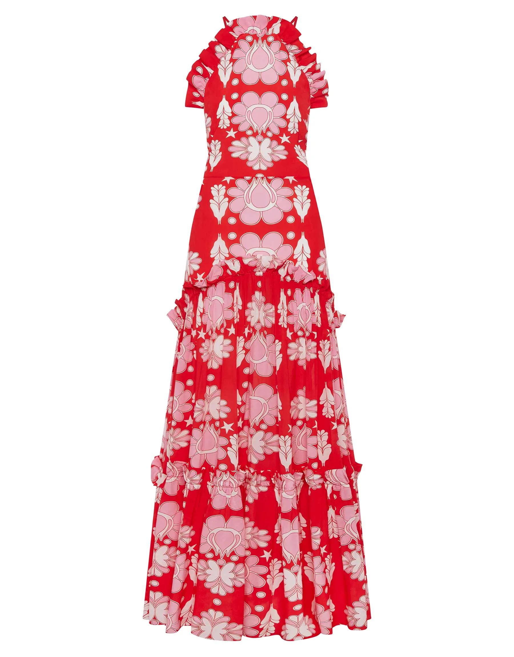 Tatiana Crepe Maxi Dress - Geo Flower Red - SALE