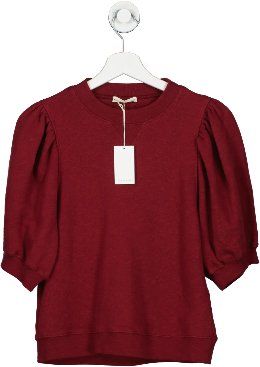 Ulla Johnson Red Rami Balloon-sleeve Cotton Sweatshirt In Burgundy BNWT  UK M