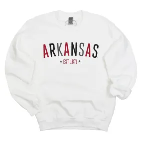 University of Arkansas, Fayetteville Star Arch Crewneck Fleece in White