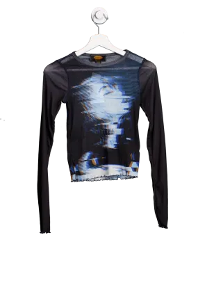 Urban Outfitters Black Archive Face Long Sleeve T-shirt UK XS