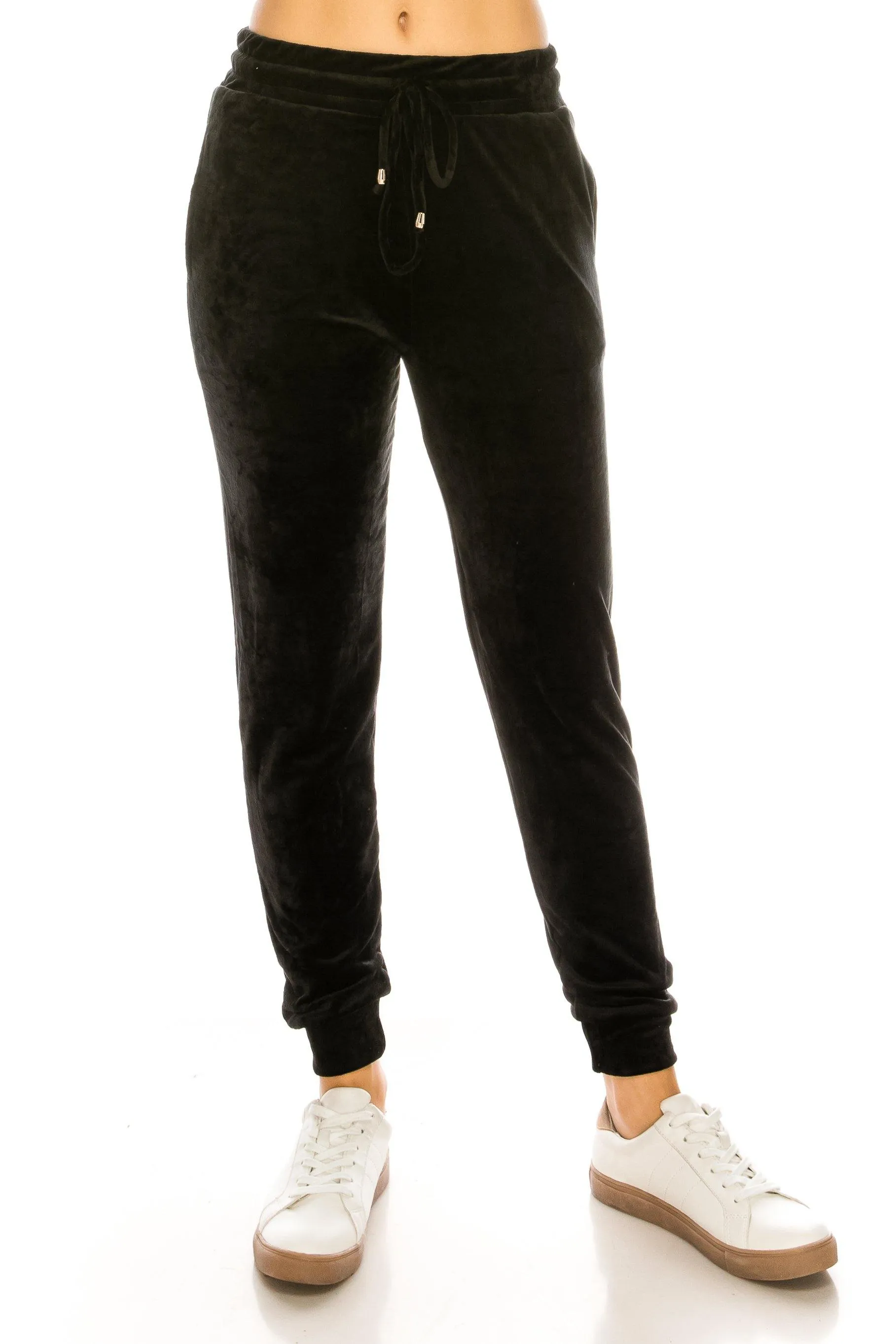 Velvet Velour Joggers - Solid Basic Premium Soft Stretch Warm Winter Sweatpants Joggers