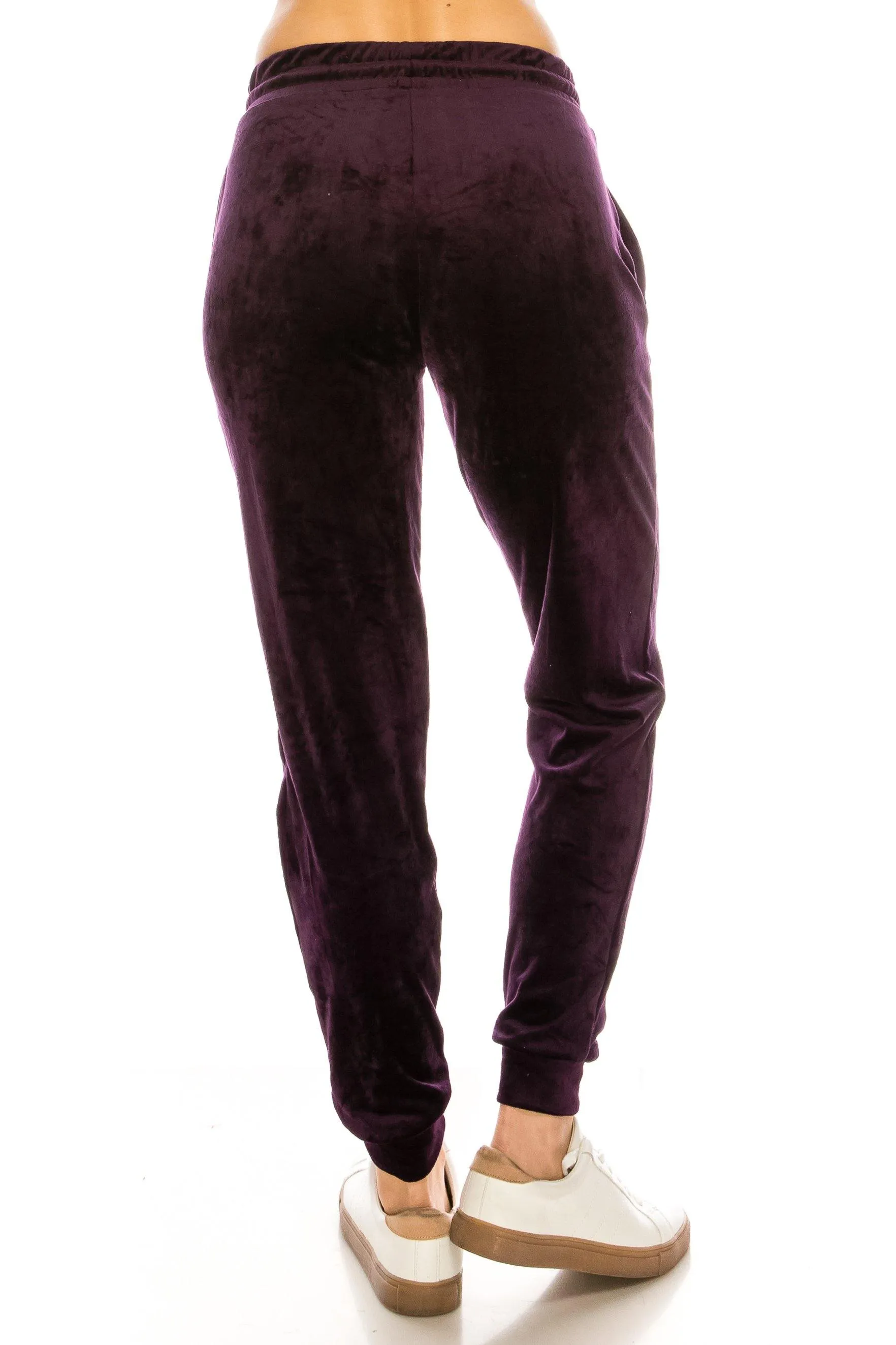 Velvet Velour Joggers - Solid Basic Premium Soft Stretch Warm Winter Sweatpants Joggers