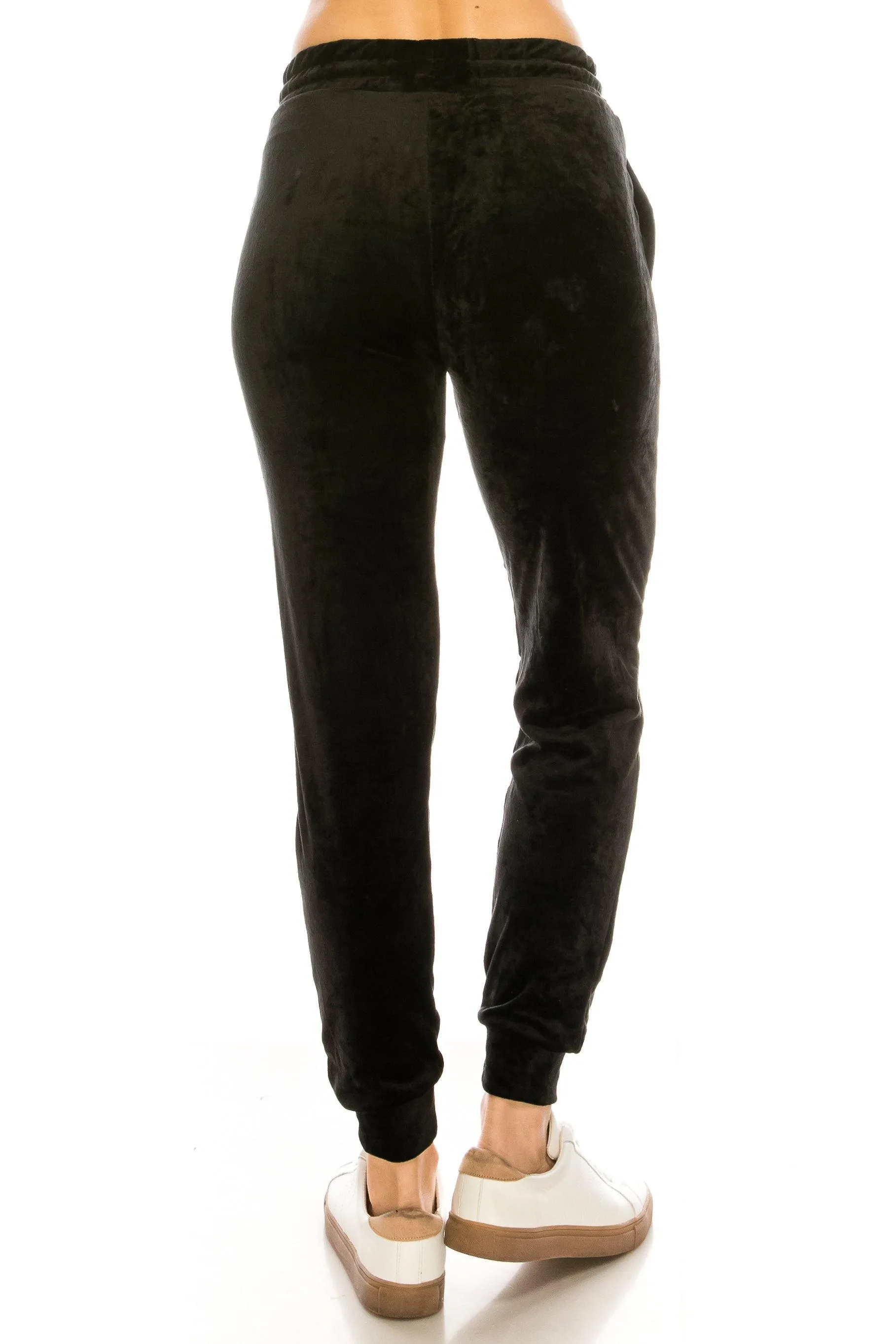 Velvet Velour Joggers - Solid Basic Premium Soft Stretch Warm Winter Sweatpants Joggers