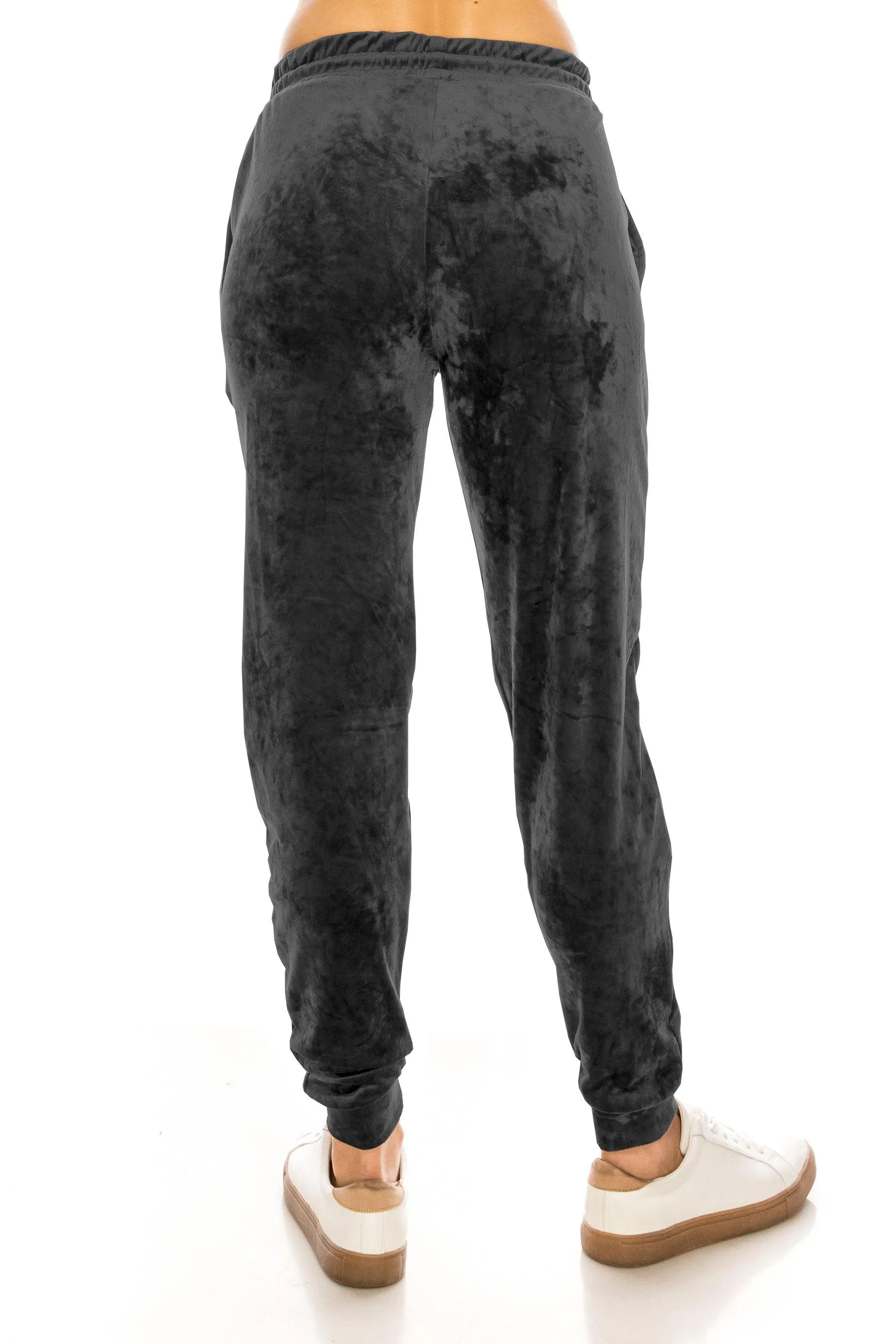 Velvet Velour Joggers - Solid Basic Premium Soft Stretch Warm Winter Sweatpants Joggers