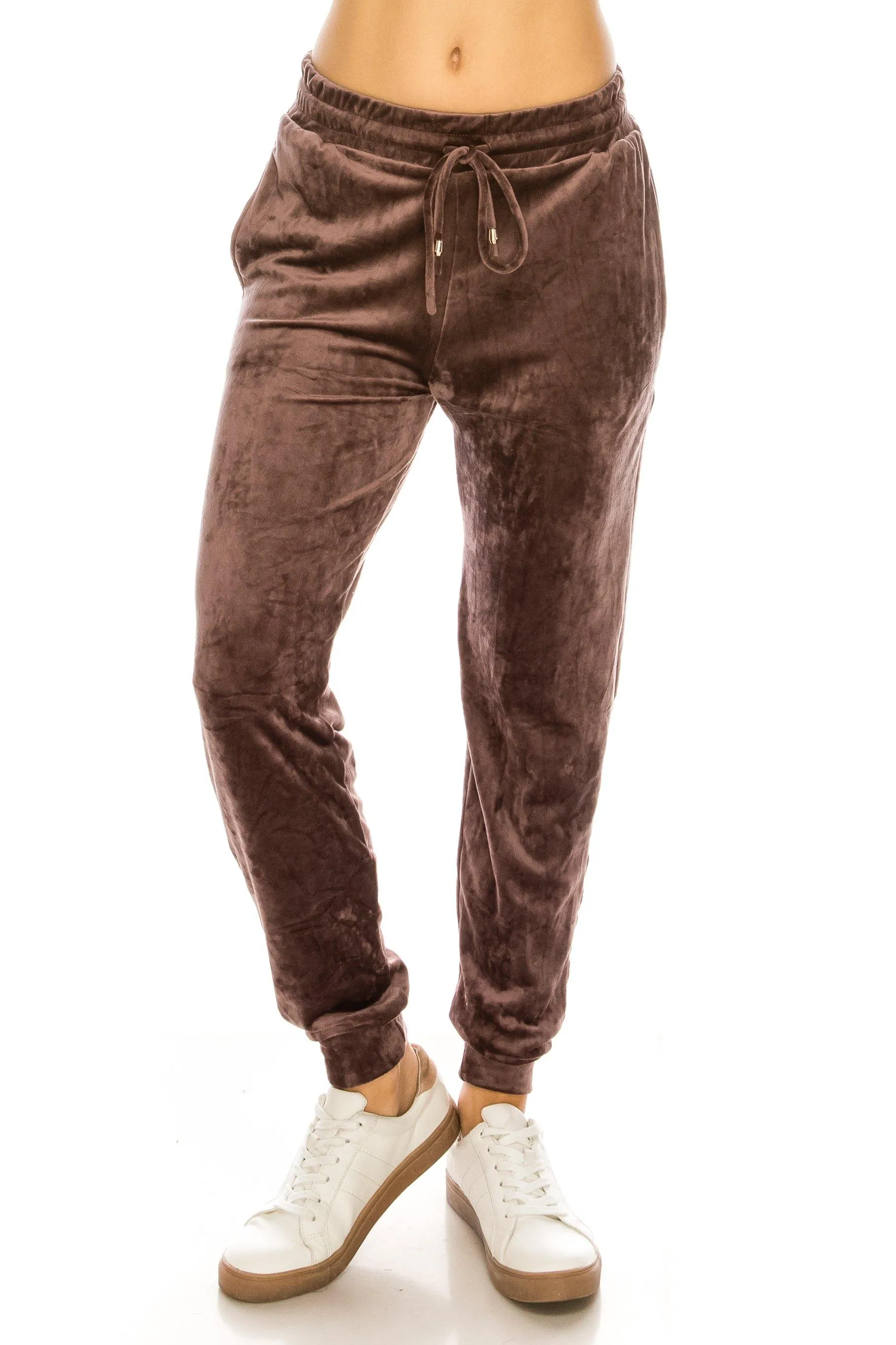 Velvet Velour Joggers - Solid Basic Premium Soft Stretch Warm Winter Sweatpants Joggers