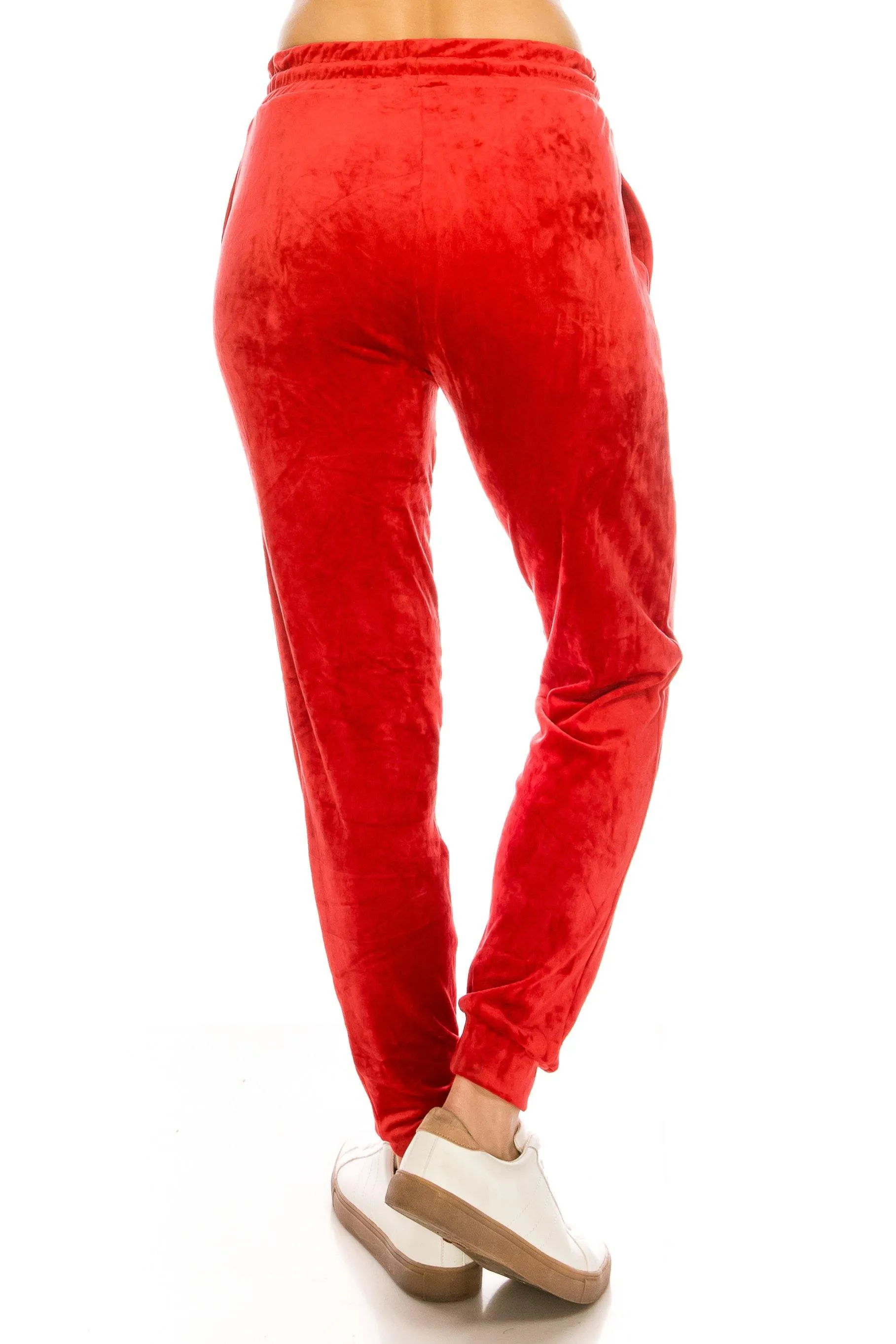 Velvet Velour Joggers - Solid Basic Premium Soft Stretch Warm Winter Sweatpants Joggers