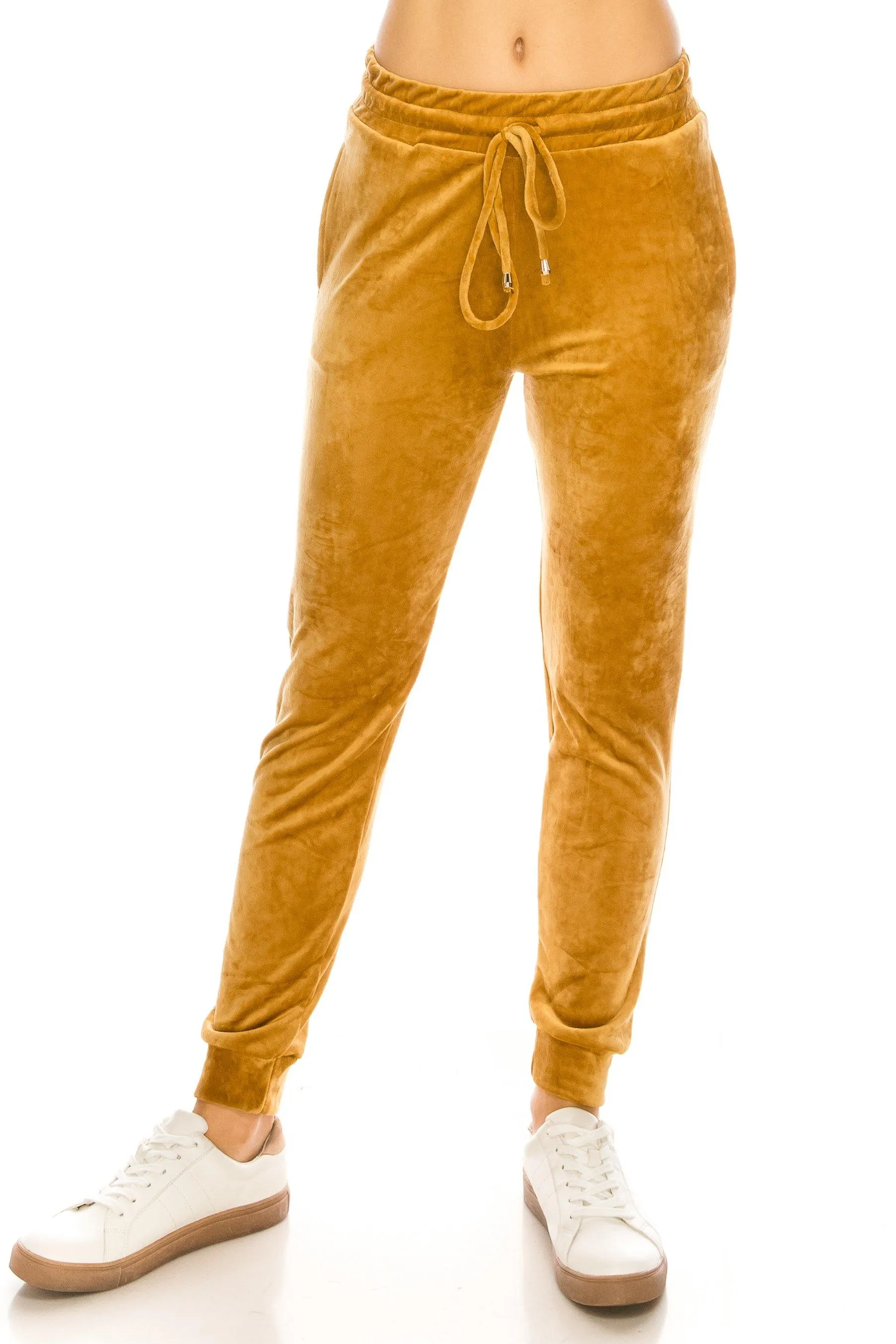 Velvet Velour Joggers - Solid Basic Premium Soft Stretch Warm Winter Sweatpants Joggers