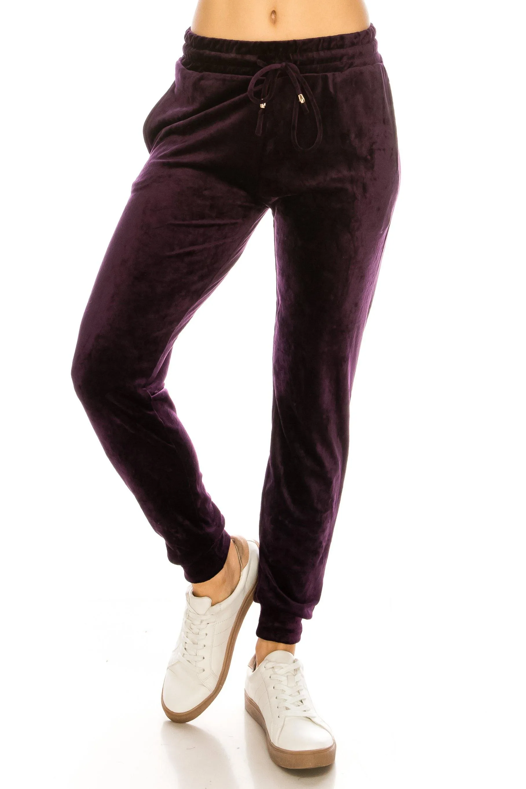 Velvet Velour Joggers - Solid Basic Premium Soft Stretch Warm Winter Sweatpants Joggers