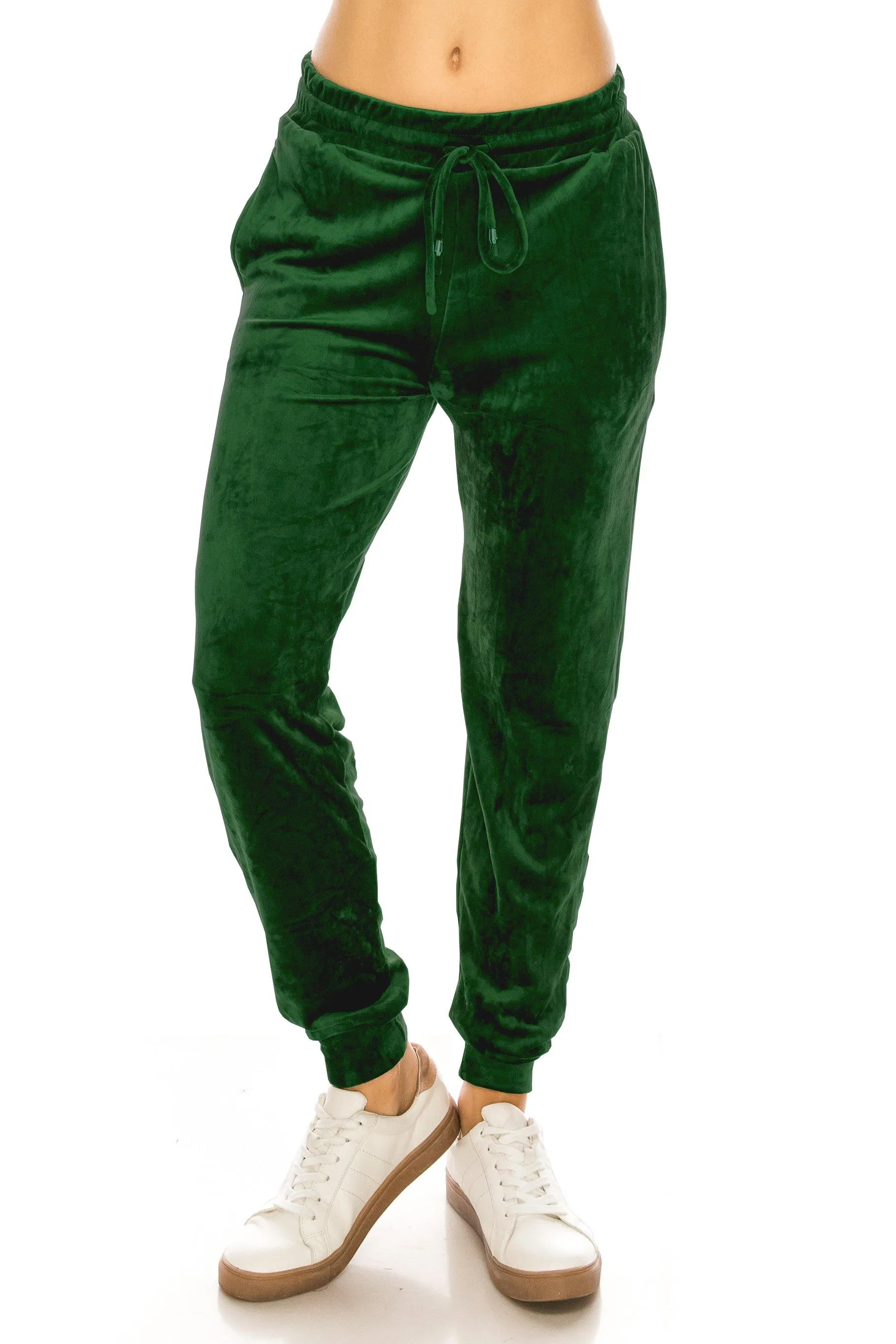 Velvet Velour Joggers - Solid Basic Premium Soft Stretch Warm Winter Sweatpants Joggers