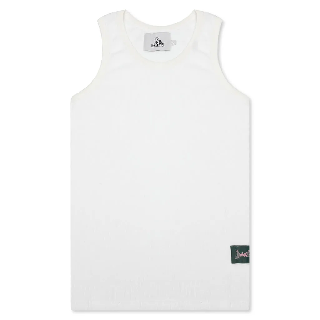 Waffle Knit Singlet Tank Top - White