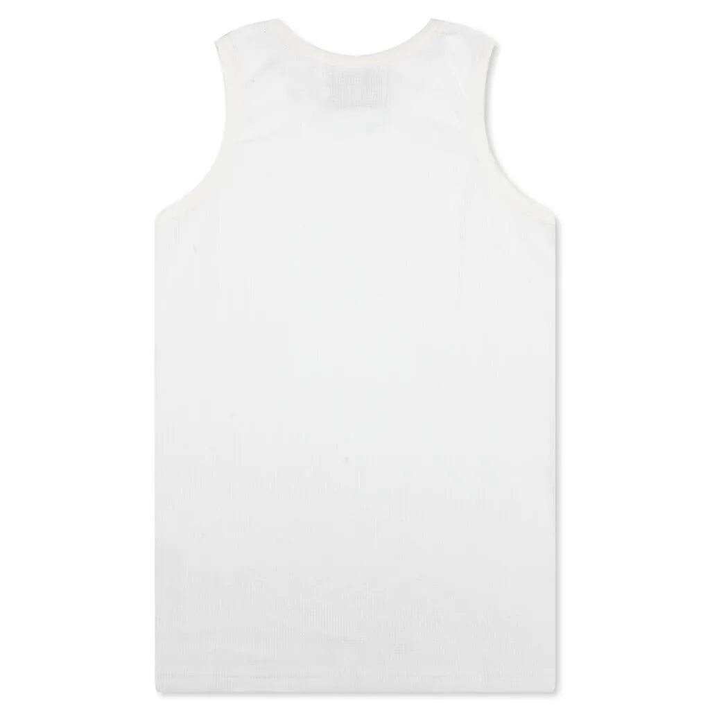 Waffle Knit Singlet Tank Top - White