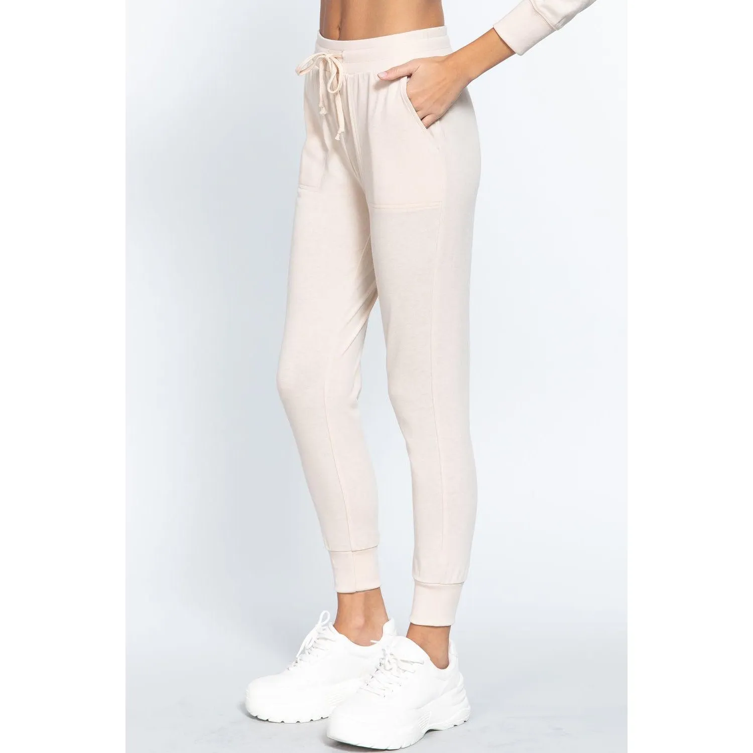 Waist Band Long Sweatpants With Pockets