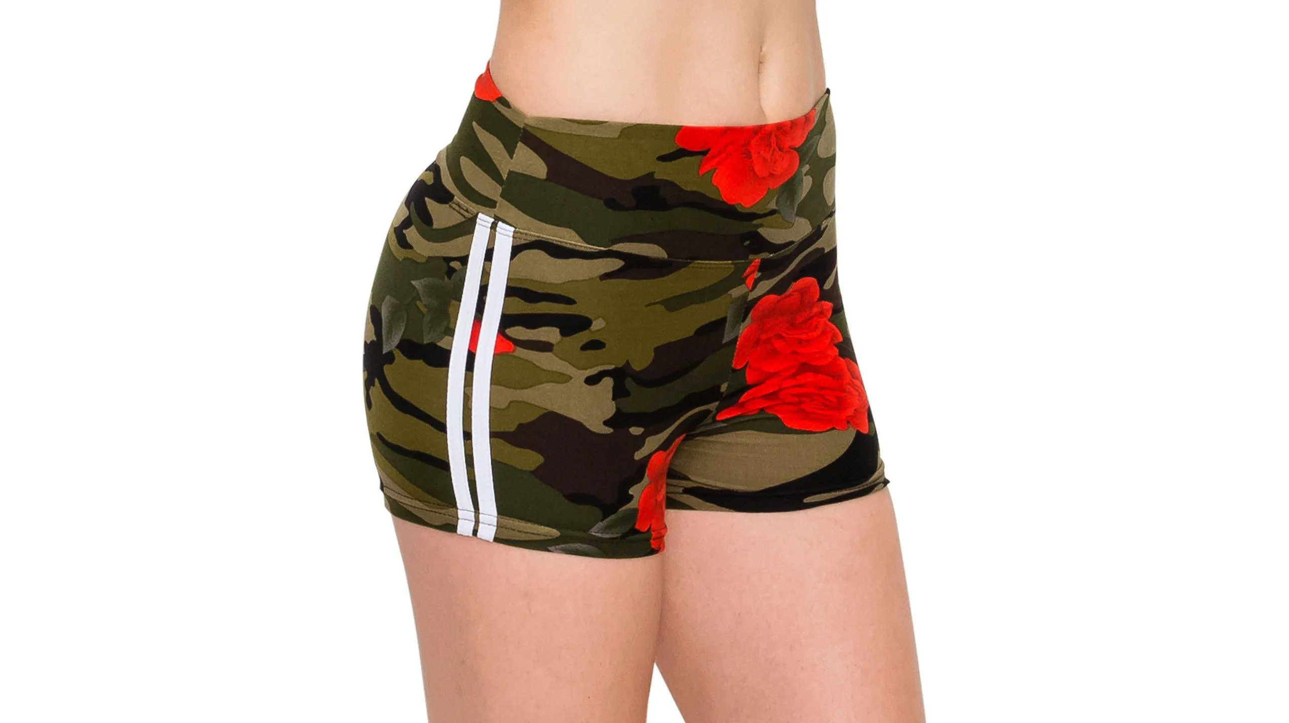 Workout Yoga Shorts - Premium Buttery Soft Solid Stretch Cheerleader Running Dance Volleyball Short Pants - Print Designs