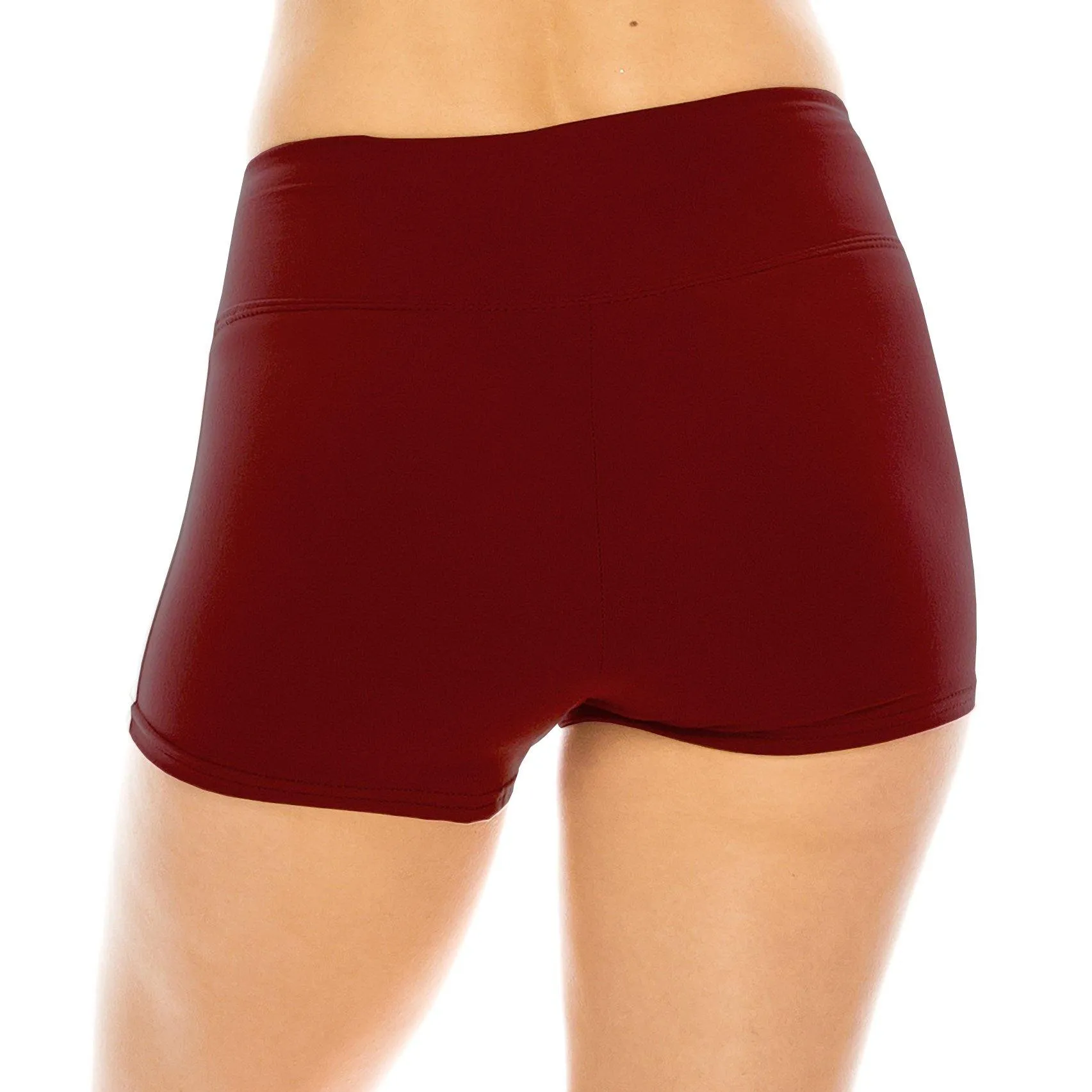 Workout Yoga Shorts - Premium Buttery Soft Solid Stretch Cheerleader Running Dance Volleyball Short Pants - Solid Colors