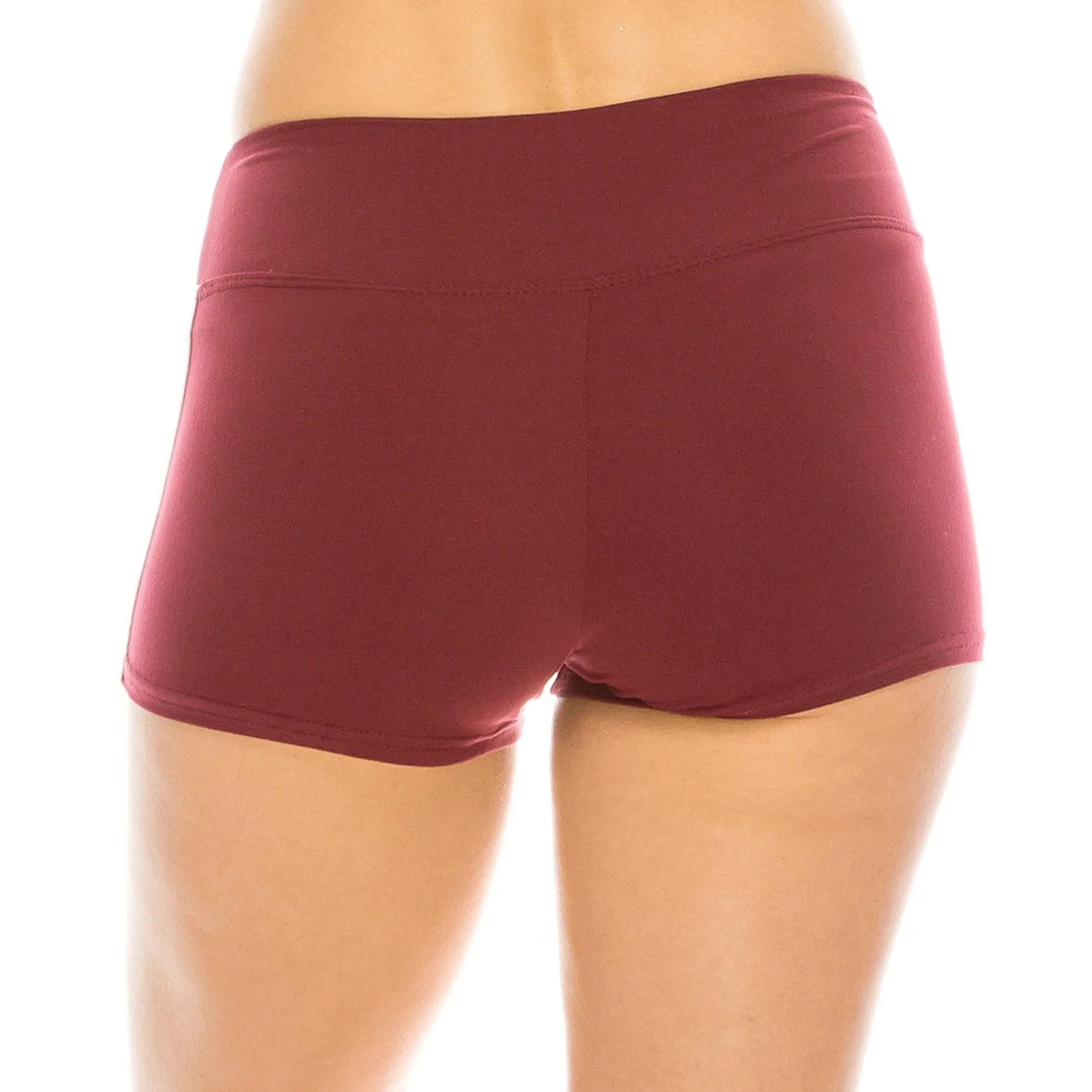 Workout Yoga Shorts - Premium Buttery Soft Solid Stretch Cheerleader Running Dance Volleyball Short Pants - Solid Colors