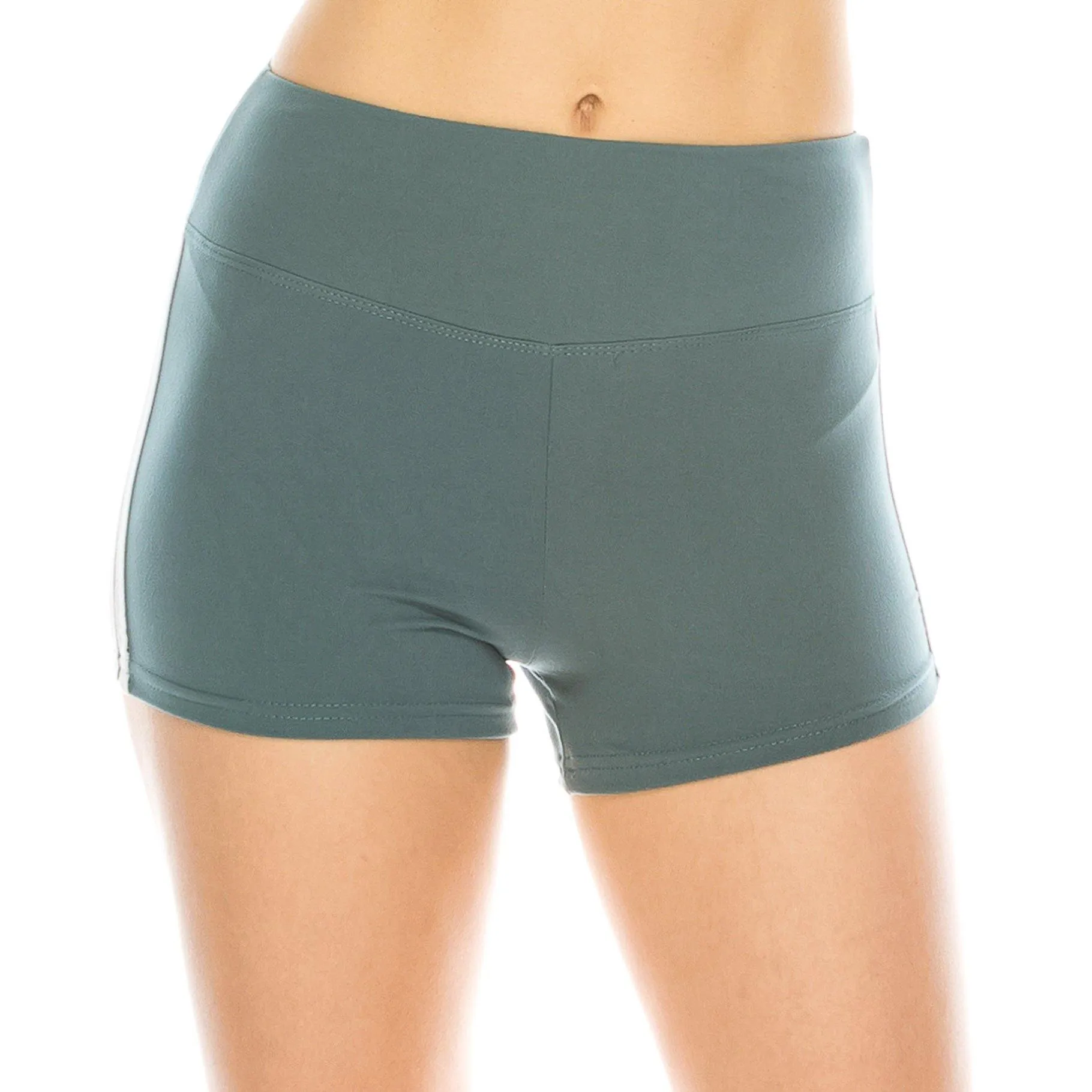 Workout Yoga Shorts - Premium Buttery Soft Solid Stretch Cheerleader Running Dance Volleyball Short Pants - Solid Colors