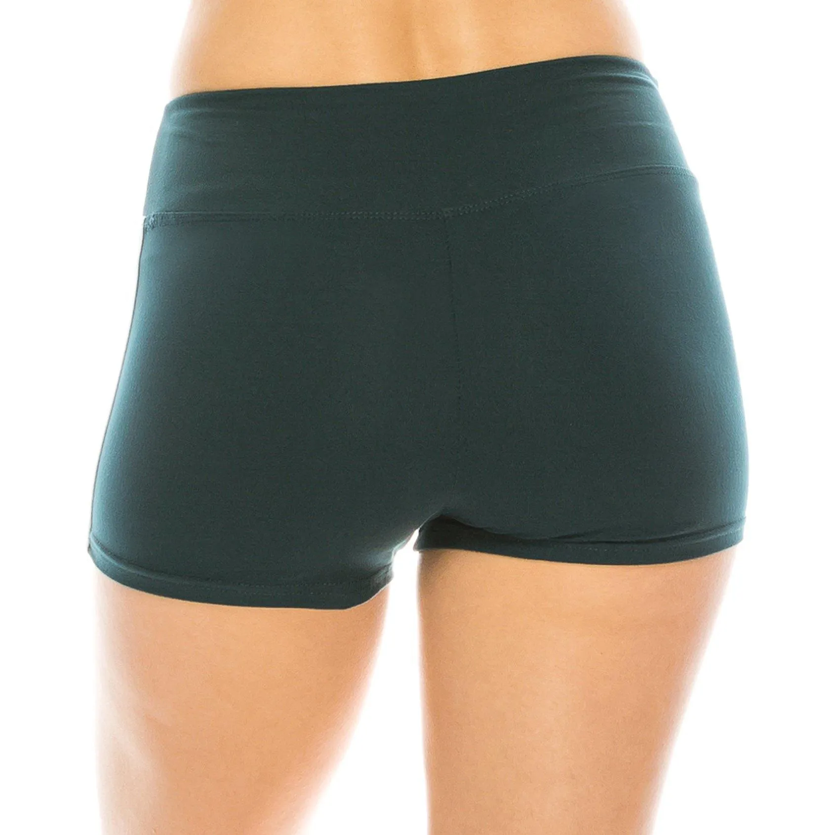 Workout Yoga Shorts - Premium Buttery Soft Solid Stretch Cheerleader Running Dance Volleyball Short Pants - Solid Colors