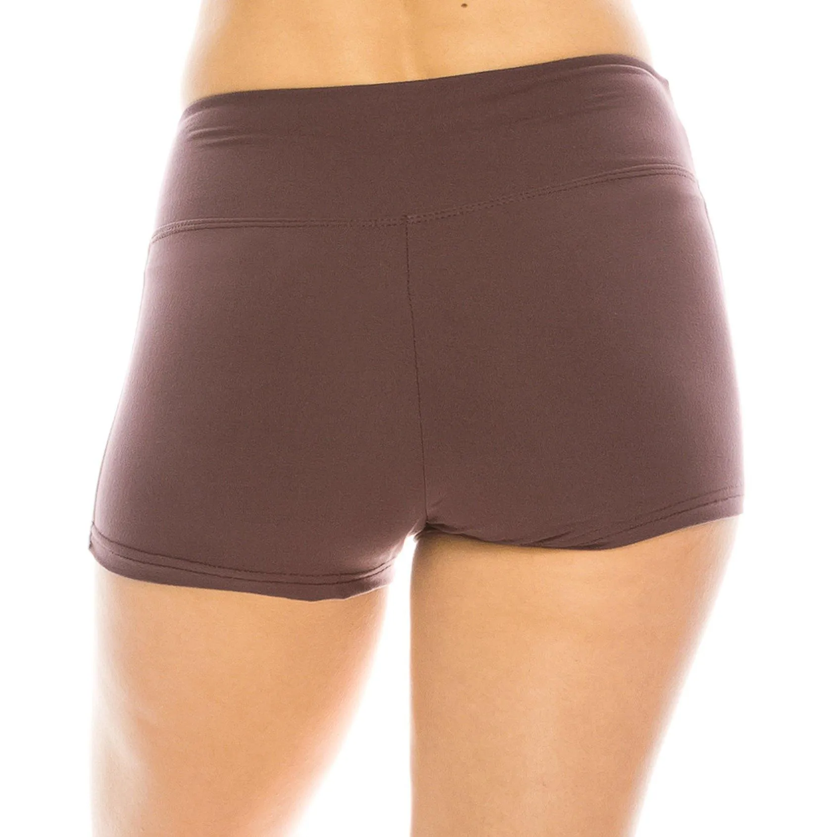 Workout Yoga Shorts - Premium Buttery Soft Solid Stretch Cheerleader Running Dance Volleyball Short Pants - Solid Colors