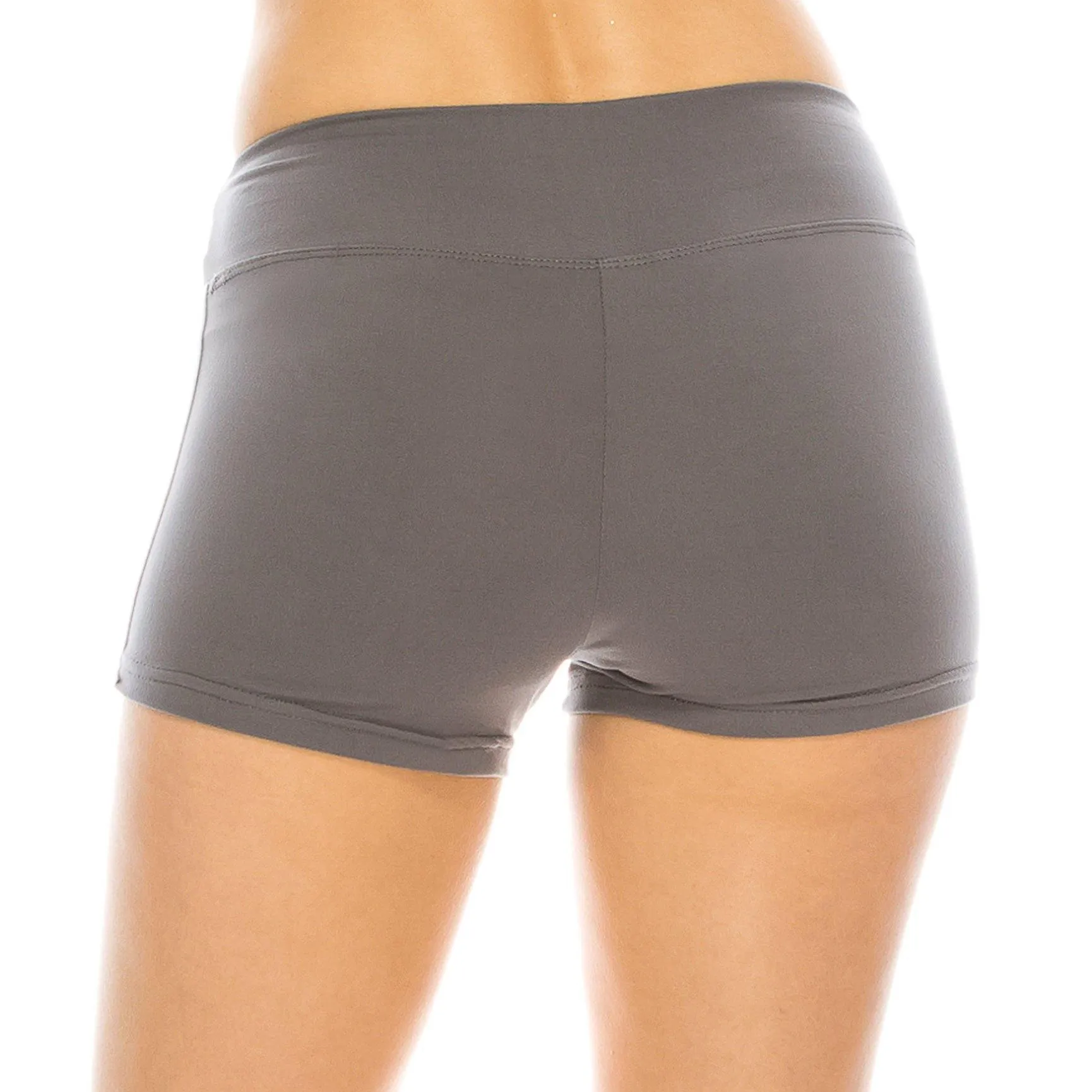 Workout Yoga Shorts - Premium Buttery Soft Solid Stretch Cheerleader Running Dance Volleyball Short Pants - Solid Colors