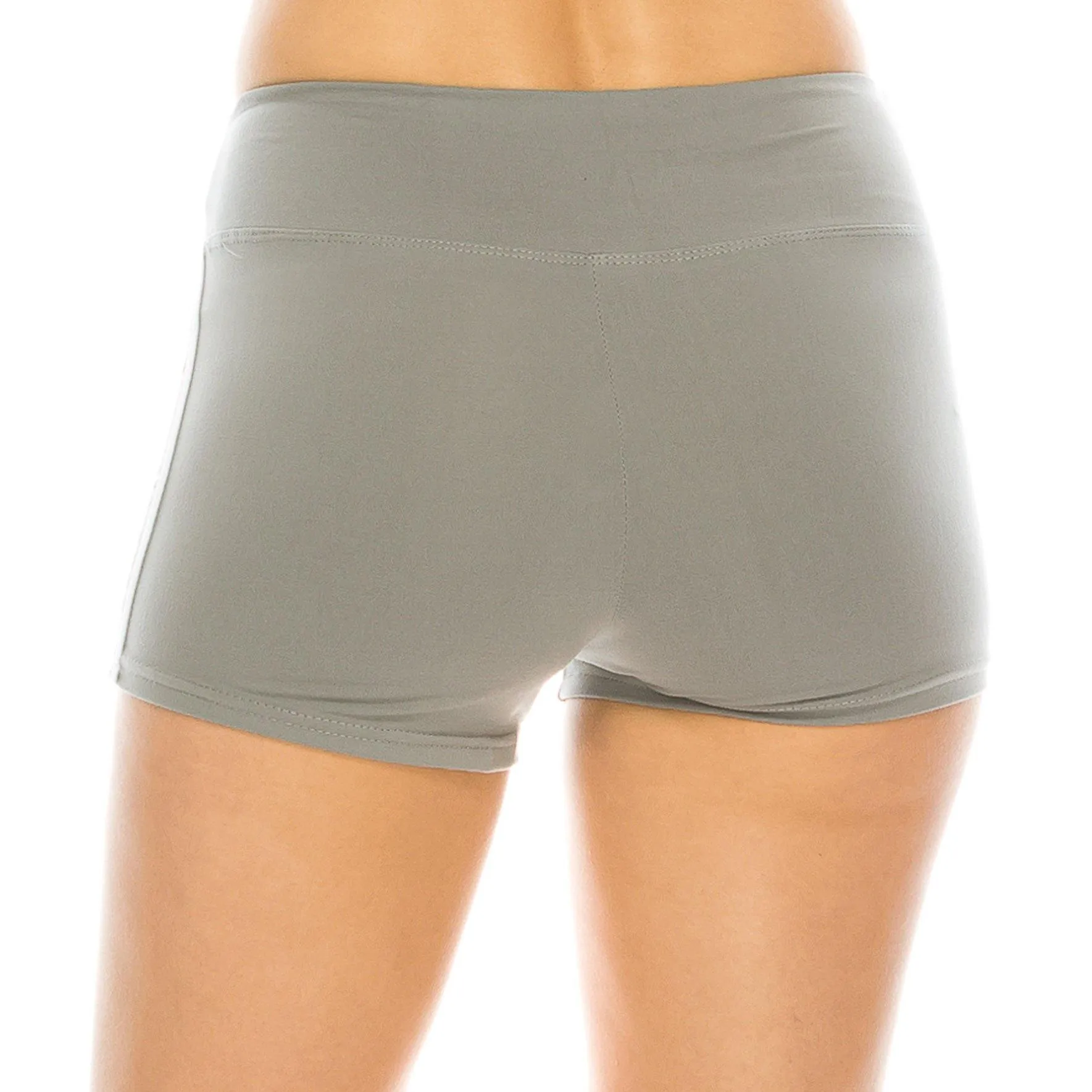 Workout Yoga Shorts - Premium Buttery Soft Solid Stretch Cheerleader Running Dance Volleyball Short Pants - Solid Colors