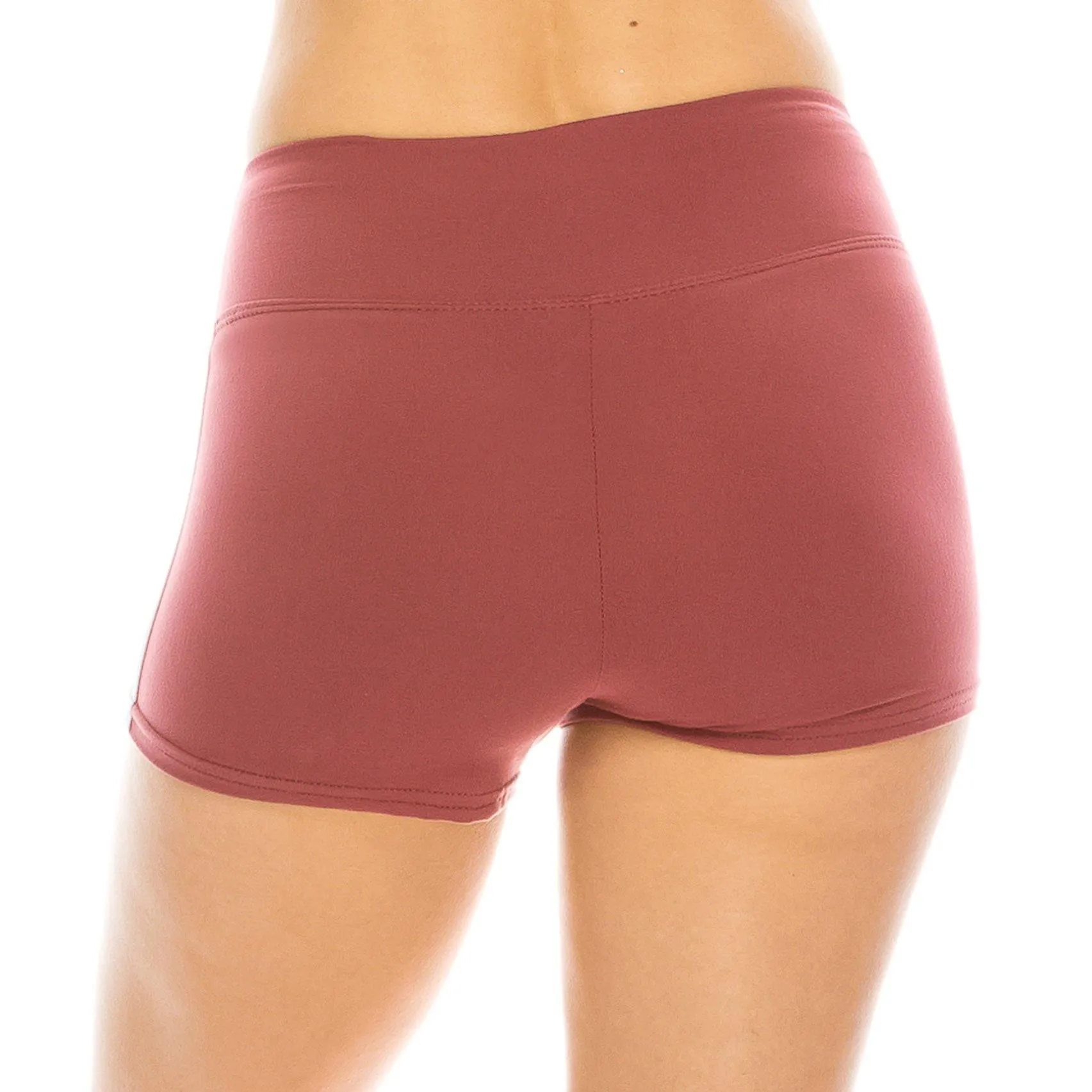 Workout Yoga Shorts - Premium Buttery Soft Solid Stretch Cheerleader Running Dance Volleyball Short Pants - Solid Colors